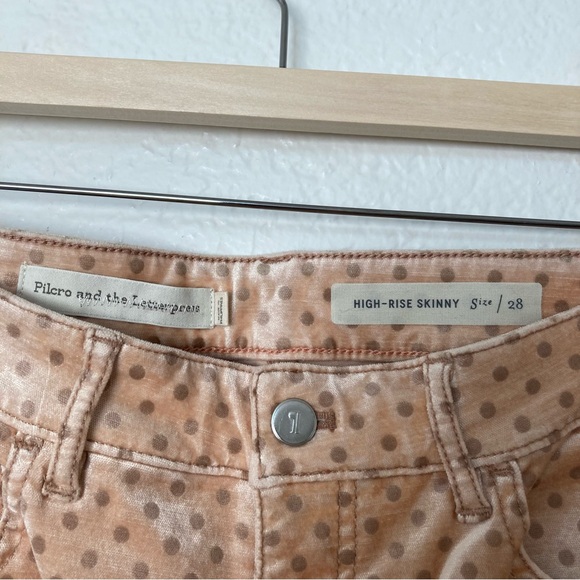 Pilcro and the Letterpress High Rise Skinny Pink Gold Velour Pants Jeans Size 28 - Picture 4 of 6